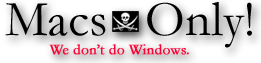 2003 masthead: serif Macs Only! with a pirate flag and the tagline We don't do Windows